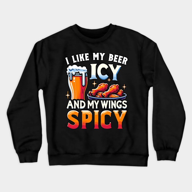 Beer Chicken WIngs Party Pub Crawl Bar Game Night Novelty Funny Beer Crewneck Sweatshirt by KsuAnn